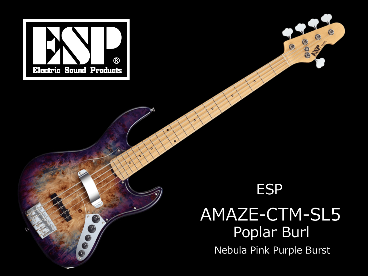 【受注生産】ESP(イーエスピー) AMAZE-CTM-SL5/M Poplar Burl (Nebula Pink Purple Burst)