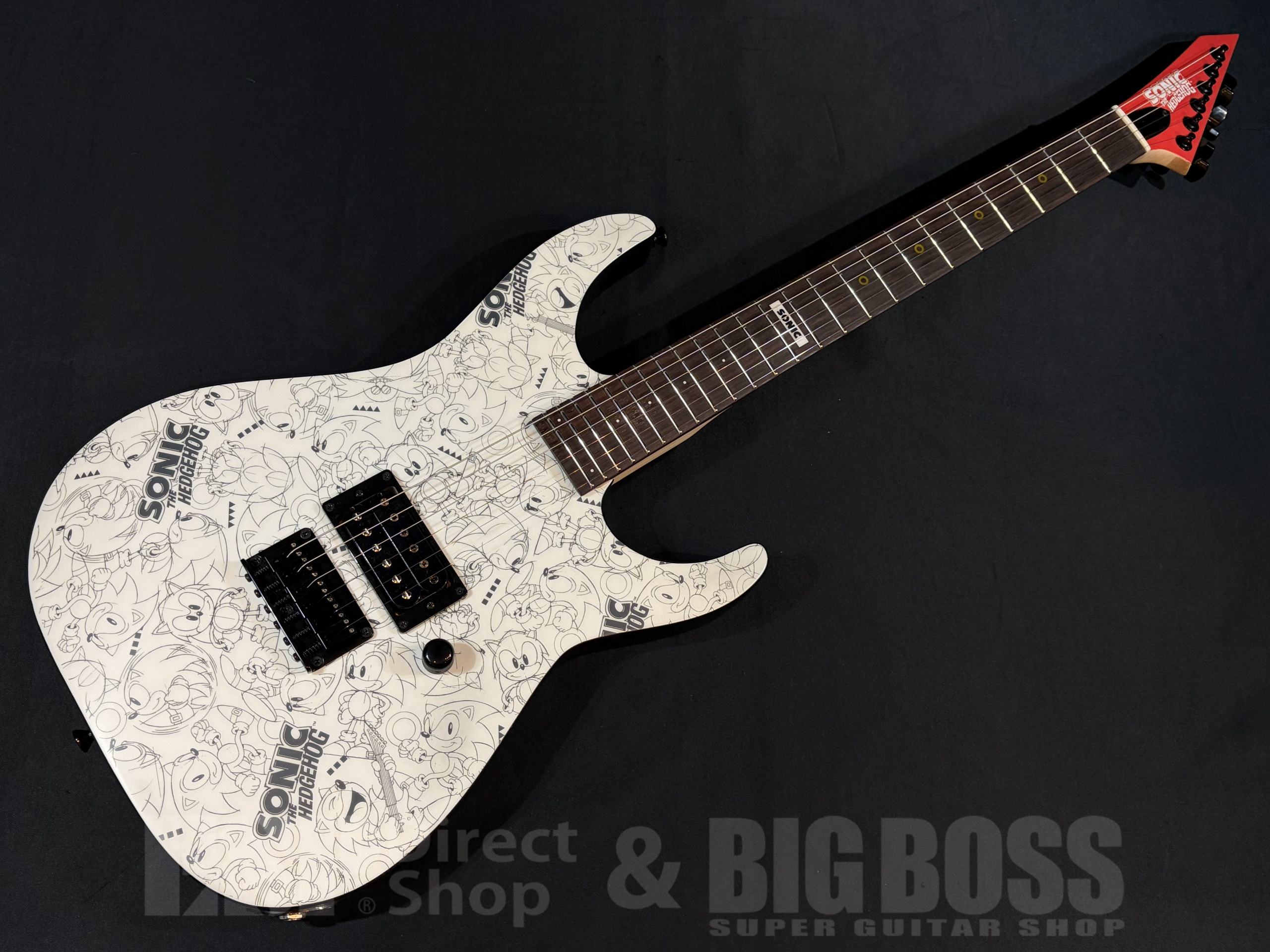 【即納可能】ESP×SONIC(イーエスピーxソニック) SONIC THE HEDGEHOG GUITAR III -Classic Sonic Edition- / Classic Sonic Collage Art / Black Satin 大阪店
