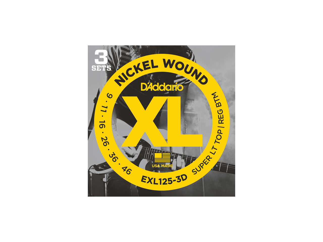 【会員様限定/数量限定】D'Addario(ダダリオ) XL Nickel Multi-Packs Super Light Top/Regular Bottom / EXL125-3D (エレキギター弦/3セットパック)