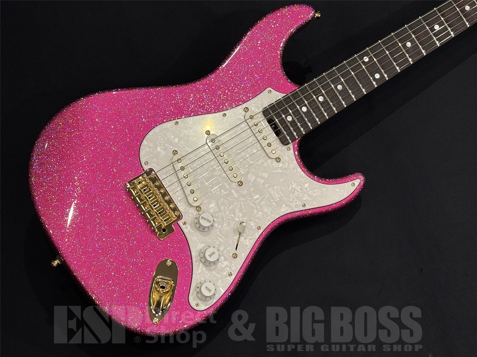 永島様ご注文専用【即納可能】ESP(イーエスピー) SNAPPER Ohmura Custom -Twinkle Pink / R- (大村孝佳モデル) + ESP(イーエスピー) FLICKER-III Gold 京都店