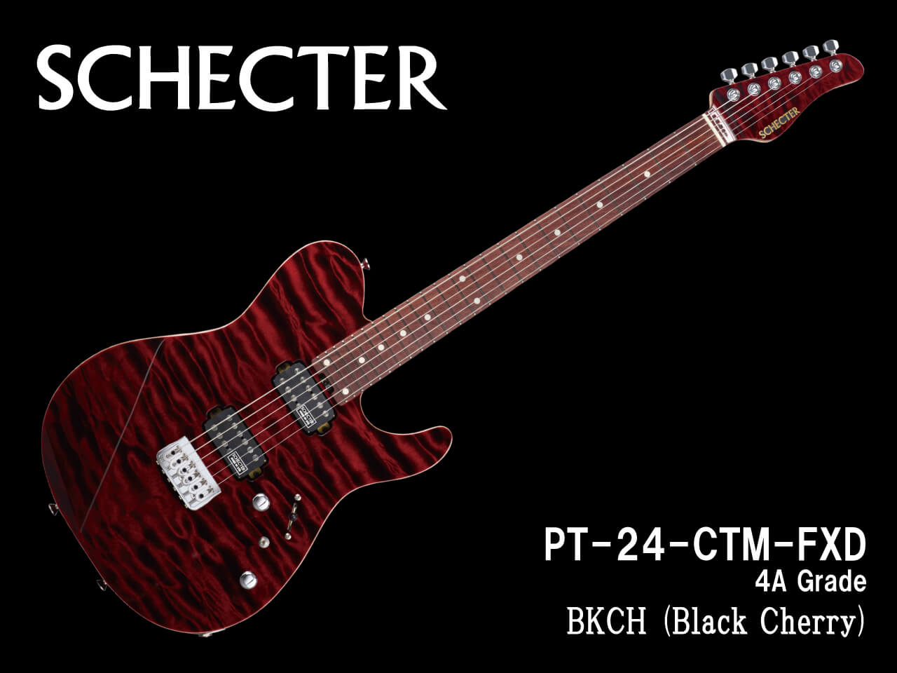 【受注生産】SCHECTER(シェクター) PT-24-CTM-FXD (4A Grade) / BKCH (Black Cherry)