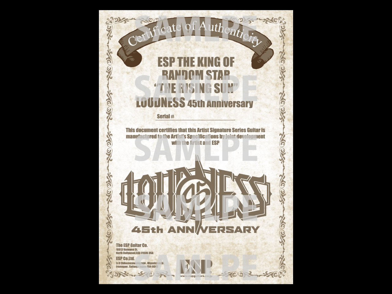【期間限定・完全受注生産】ESP(イーエスピー) THE KING OF RANDOM STAR® -THE RISING SUN- -LOUDNESS 45th Anniversary- (LOUDNESS/高崎晃モデル) - 4
