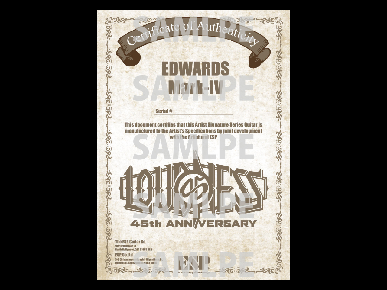 【期間限定・20本完全受注生産】EDWARDS(エドワーズ) Mark-IV AL (Alder Body)  -LOUDNESS 45th Anniversary- Masayoshi Yamashita Signature Model - 4
