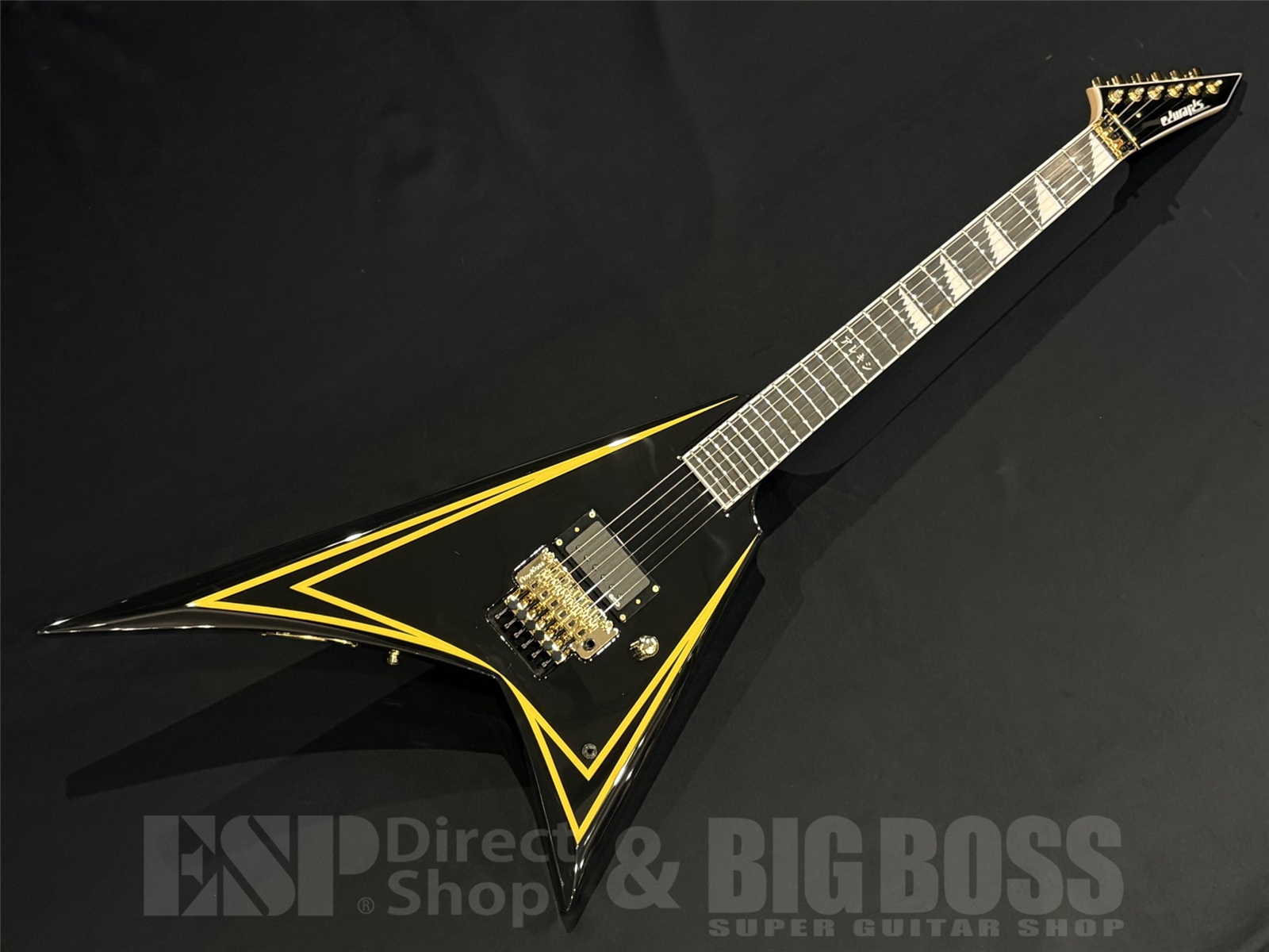 【即納可能】EDWARDS(エドワーズ) E-ALEXI KATAKANA / Black with Yellow Pinstripe (Alexi Laiho Model) 京都店