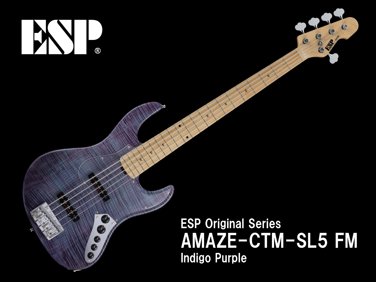 ジャズベ５弦 ベースギター ESP AMAZE-SL5/Black/R - ベース