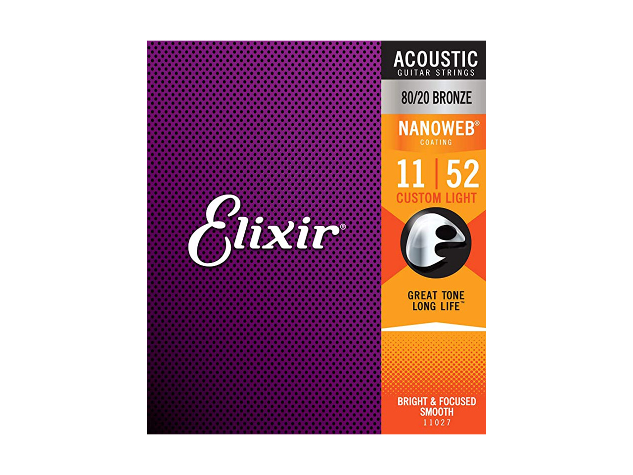 Elixir(エリクサー) NANOWEB Acoustic 80/20 Bronze  CUSTOM LIGHT【11027】 / 011-052 (アコースティックギター弦)