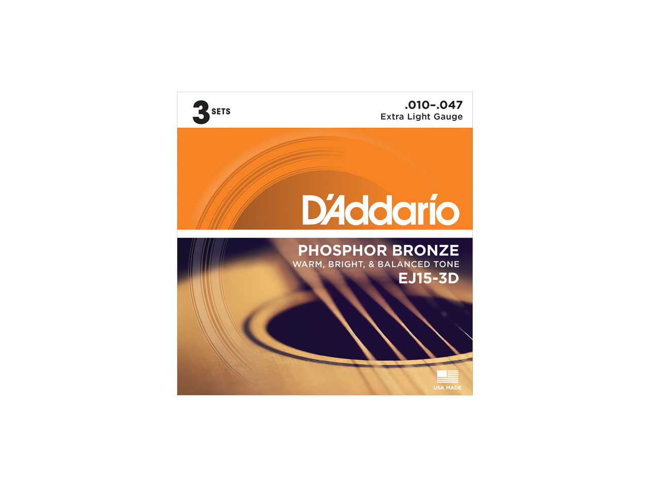 D'Addario(ダダリオ) Phosphor Bronze Multi-Packs EJ15-3D (アコースティックギター弦/3セットパック)