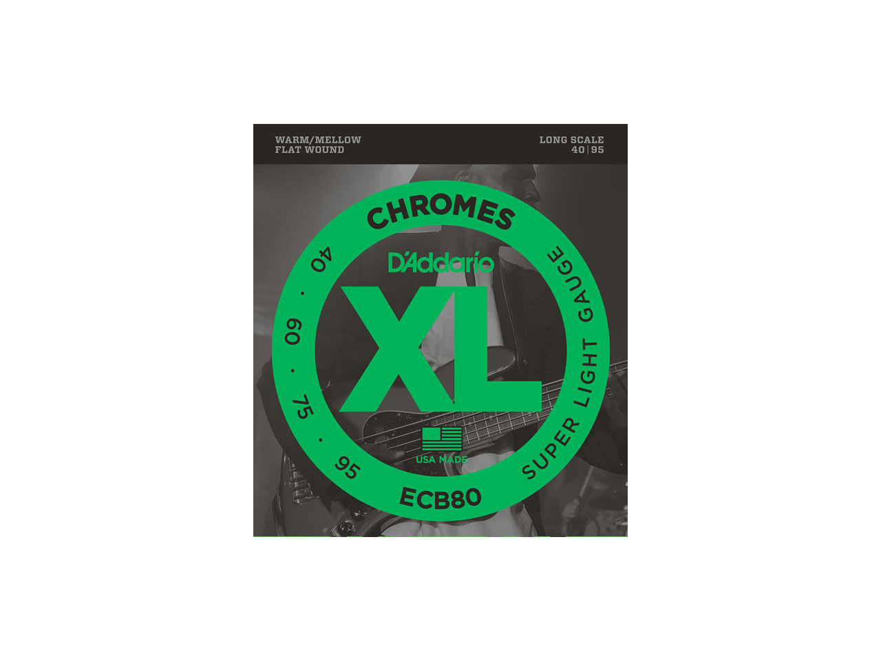 D'Addario(ダダリオ) XL Chromes Flat Wound , Long Scale , Super Light / ECB80 (エレキベース弦)