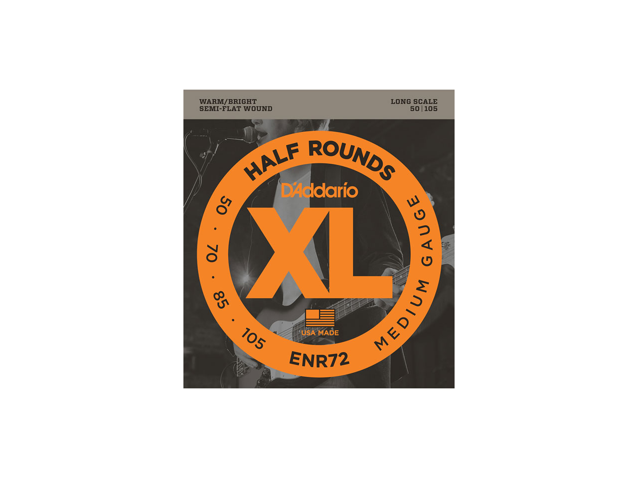 D'Addario(ダダリオ) XL Half Rounds , Long Scale , Medium / ENR72 (エレキベース弦)