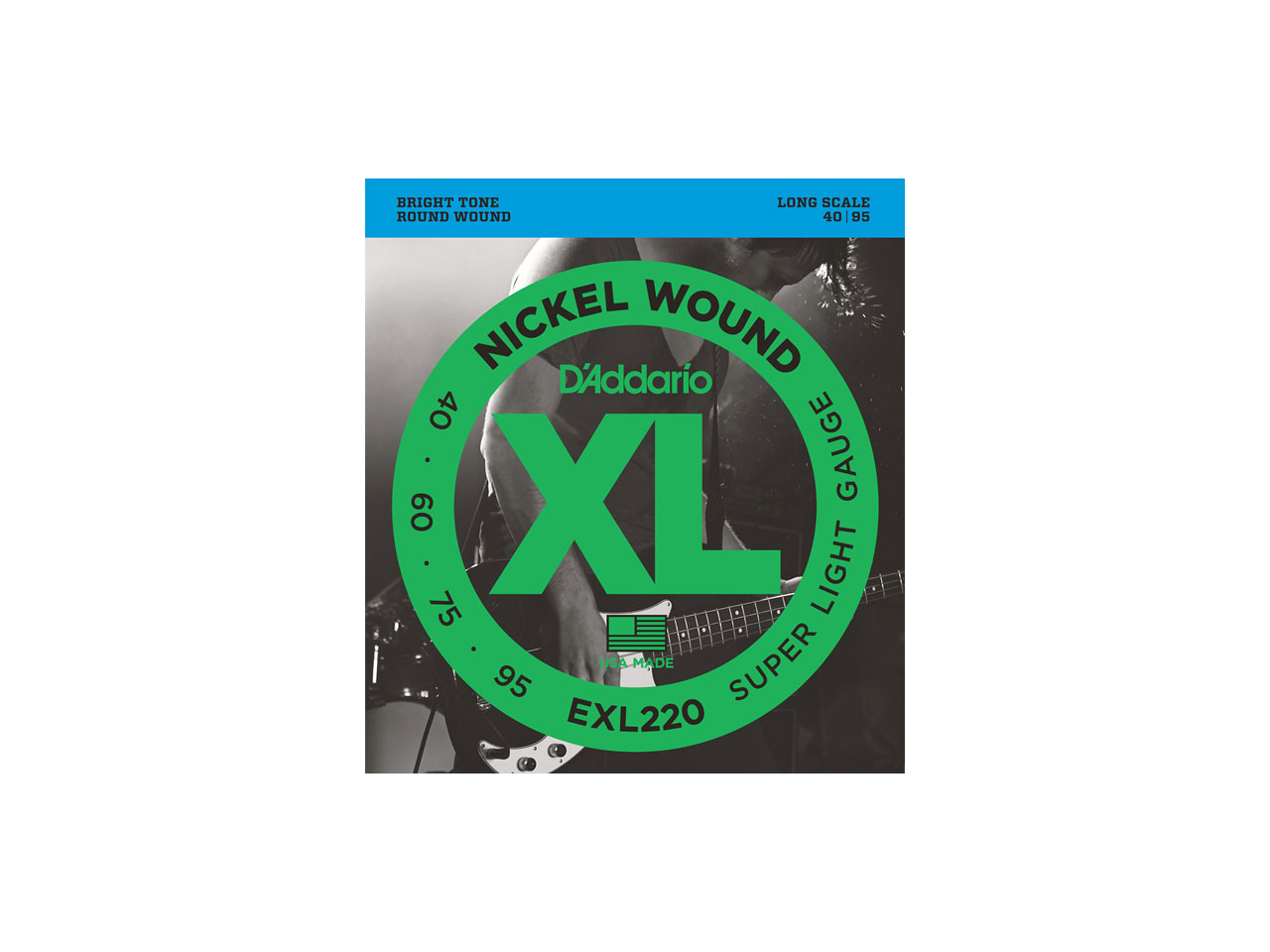 D'Addario(ダダリオ) XL Nickel Round Wound , Long Scale , Super Light / EXL220 (エレキベース弦)