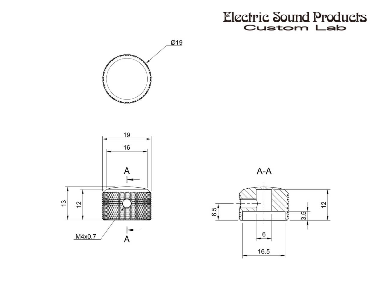 ESP Custom Lab Metal Knob Low Profile Modern EVK-2LO (ボリューム/トーンノブ)(イーエスピー)