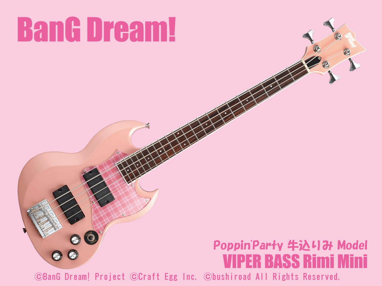 ミニベース【ESP×BanG Dream!コラボベース】BanG Dream!(バンドリ！) VIPER BASS Rimi Mini / Poppin'Party 牛込りみ Model【受注生産】