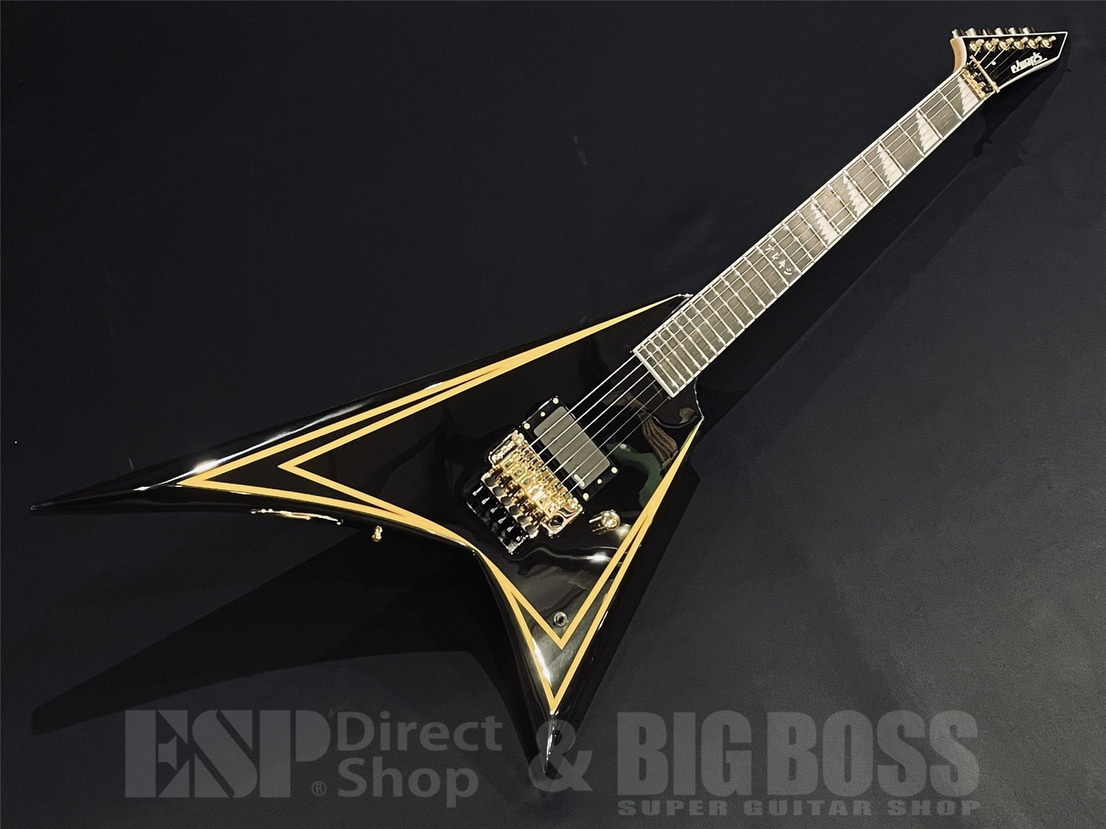 【即納可能】EDWARDS(エドワーズ) E-ALEXI KATAKANA / Black with Yellow Pinstripe (Alexi Laiho Model) 京都店