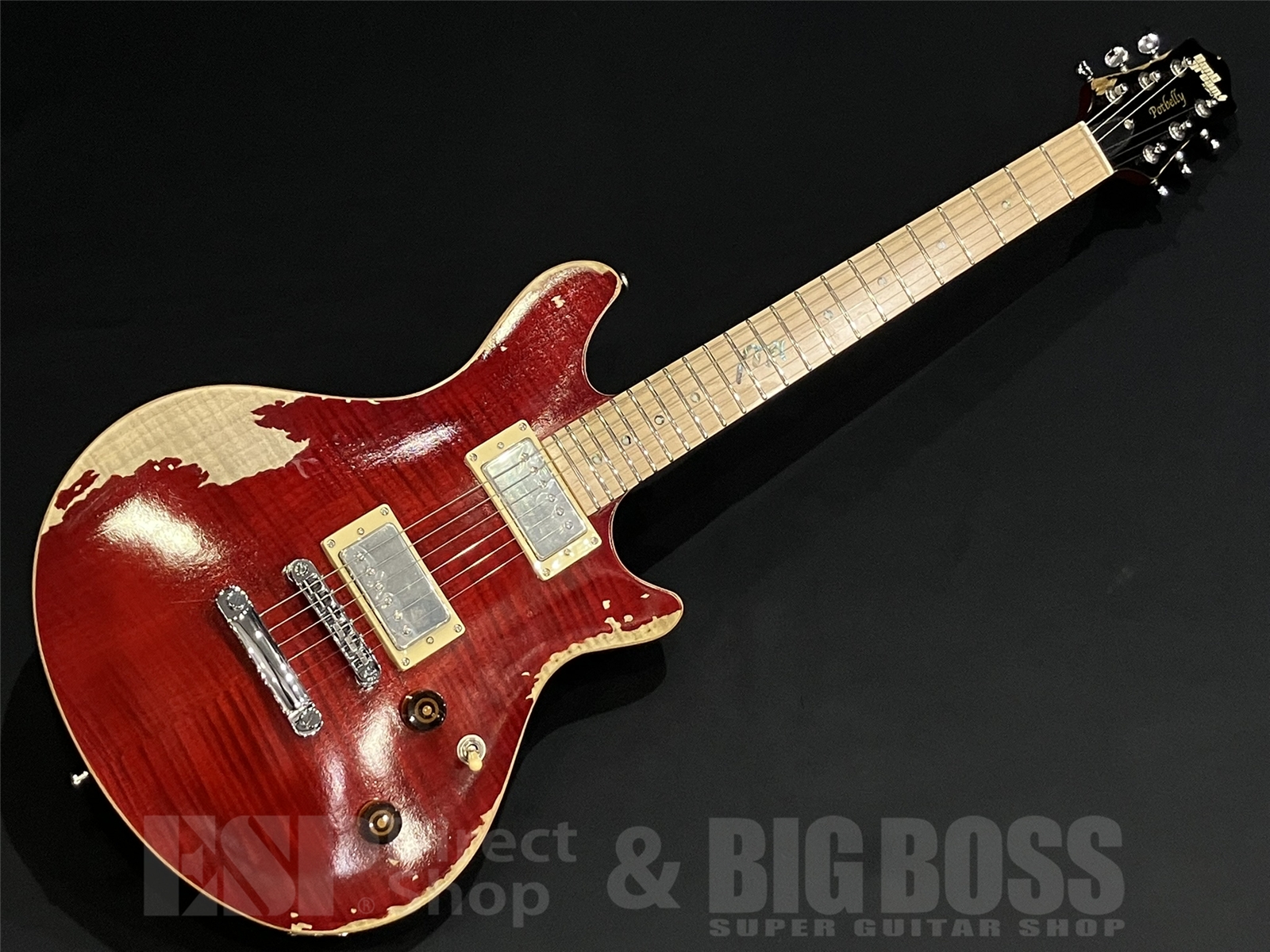 【USED/即納可能】【ESP×バンドリ！ ガールズバンドパーティ！ コラボレーション】BanG Dream!(バンドリ！) POTBELLY FM Rāna / Distressed See Thru Wine Red 京都店
