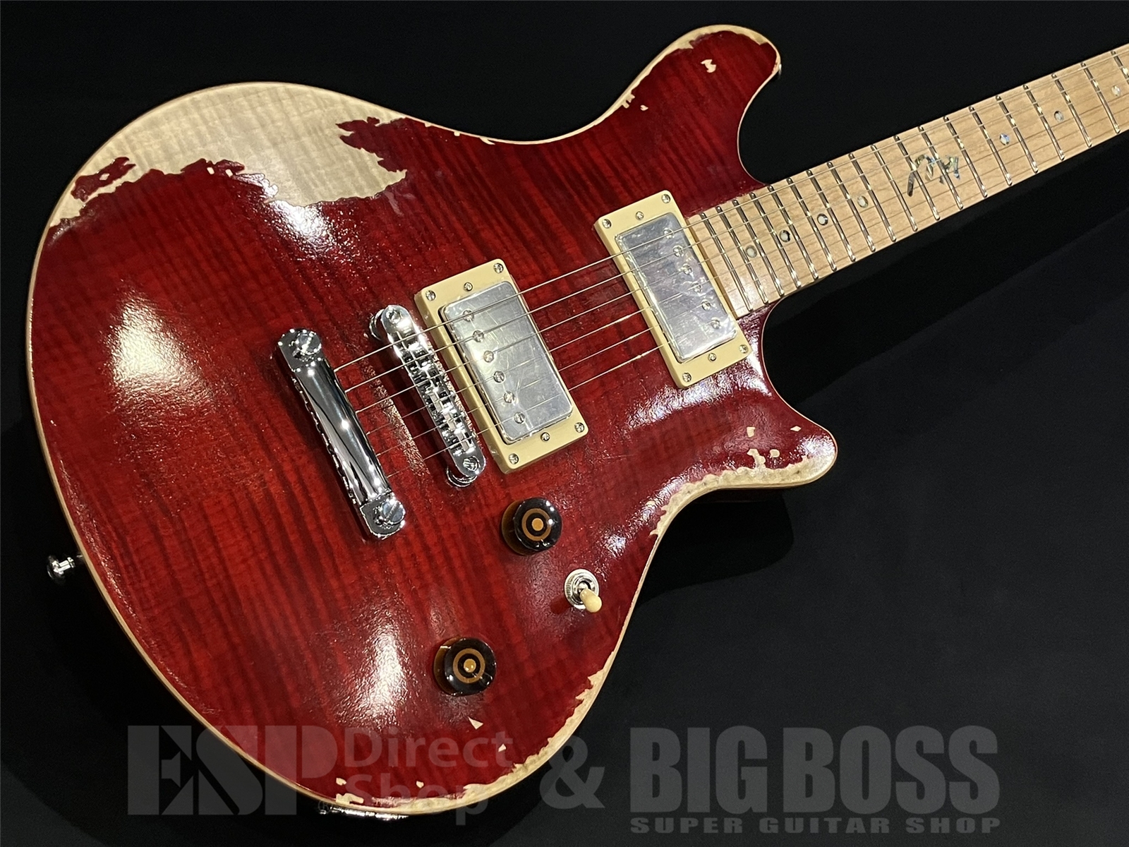 【USED/即納可能】【ESP×バンドリ！ ガールズバンドパーティ！ コラボレーション】BanG Dream!(バンドリ！) POTBELLY FM Rāna / Distressed See Thru Wine Red 京都店 - 2
