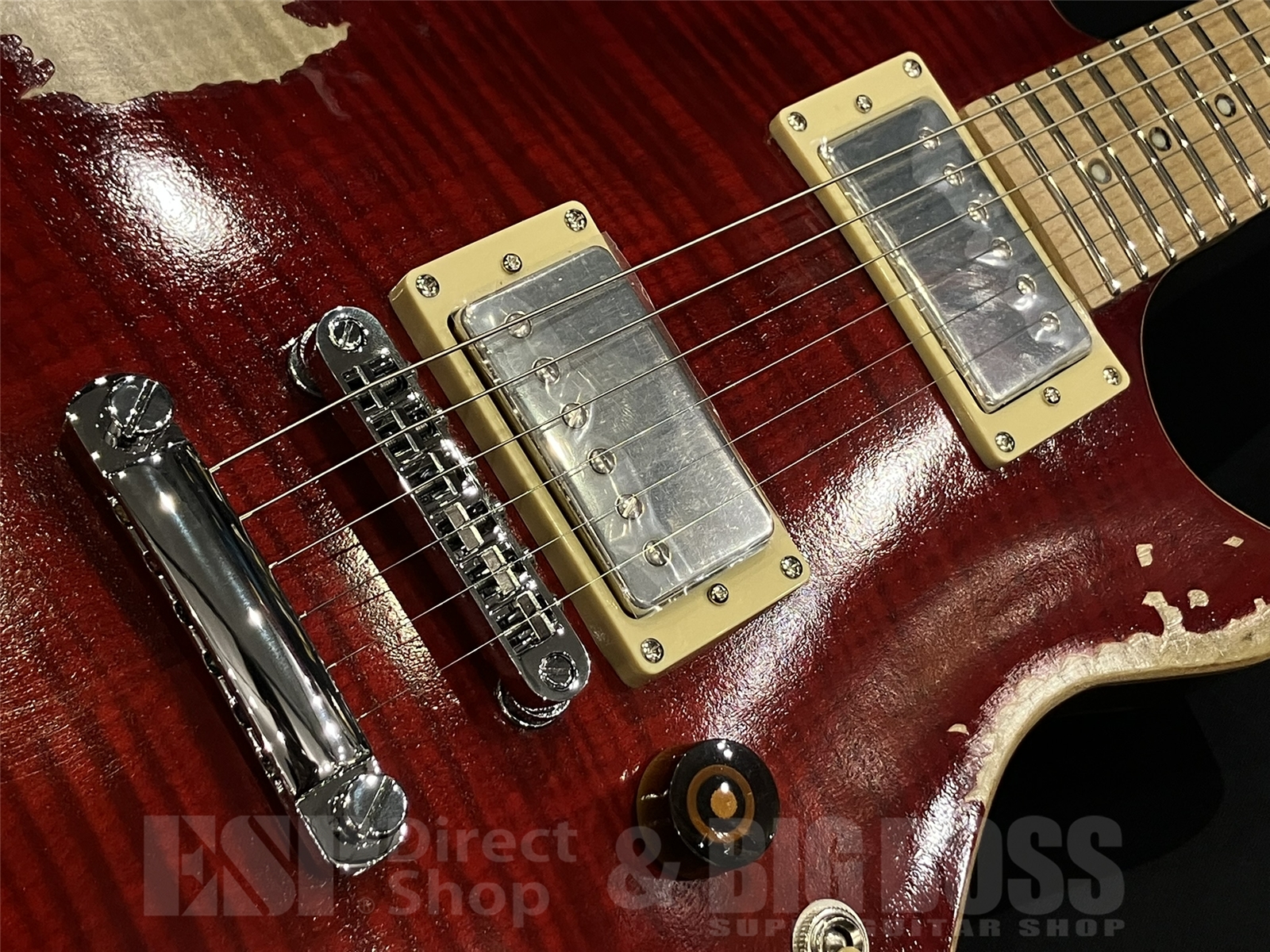 【USED/即納可能】【ESP×バンドリ！ ガールズバンドパーティ！ コラボレーション】BanG Dream!(バンドリ！) POTBELLY FM Rāna / Distressed See Thru Wine Red 京都店 - 4