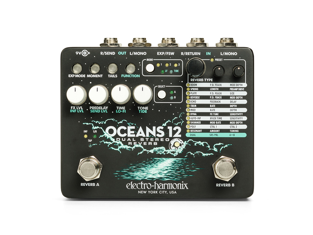 【お取寄せ商品】<br>Electro-Harmonix Oceans 12 Dual Stereo Reverb<br>(リバーブ)(エレクトロハーモニックス)