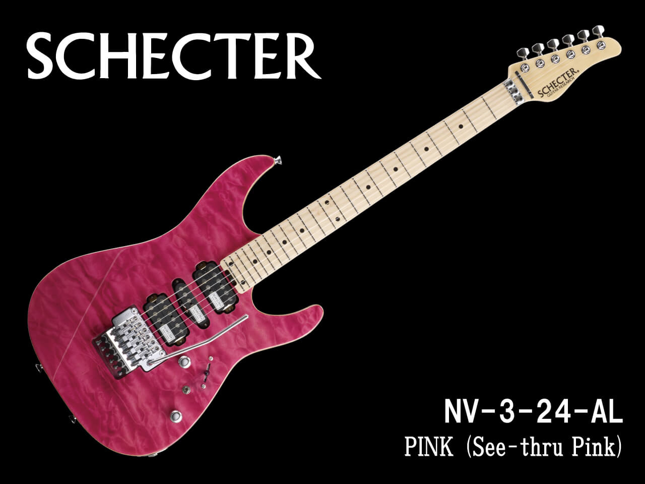 受注生産】SCHECTER(シェクター) NV-3-24-AL / PINK (See-thru Pink 