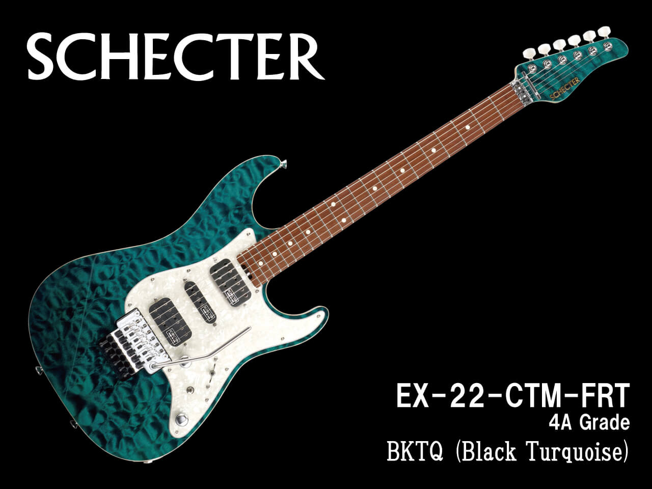 受注生産】SCHECTER(シェクター) EX-22-CTM-FRT (4A Grade) / BKTQ 