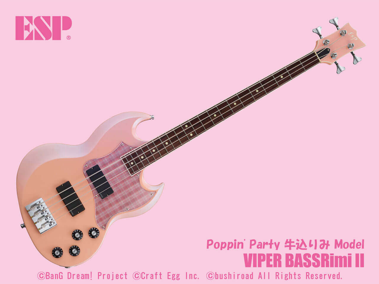 【受注生産】【ESP×BanG Dream!コラボギター】ESP(イーエスピー) VIPER BASS Rimi II / Poppin' Party 牛込りみ Model