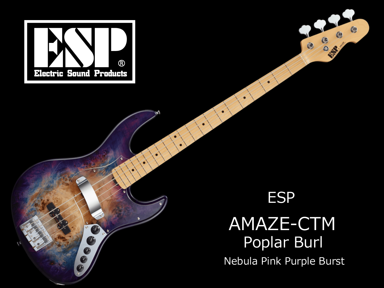 【受注生産】ESP(イーエスピー) AMAZE-CTM/M Poplar Burl (Nebula Pink Purple Burst)