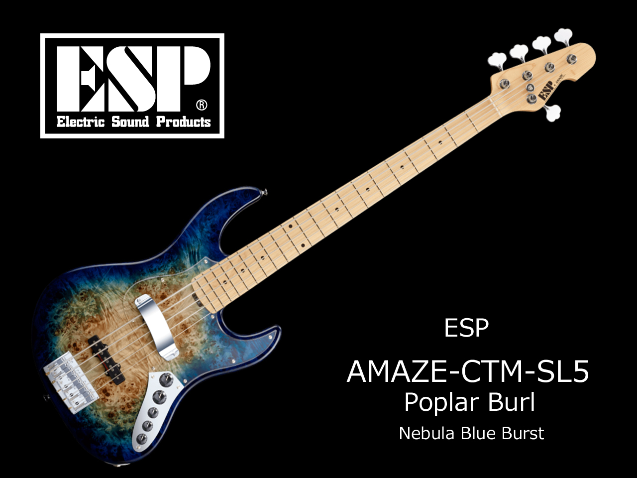 【受注生産】ESP(イーエスピー) AMAZE-CTM-SL5/M Poplar Burl (Nebula Blue Burst)